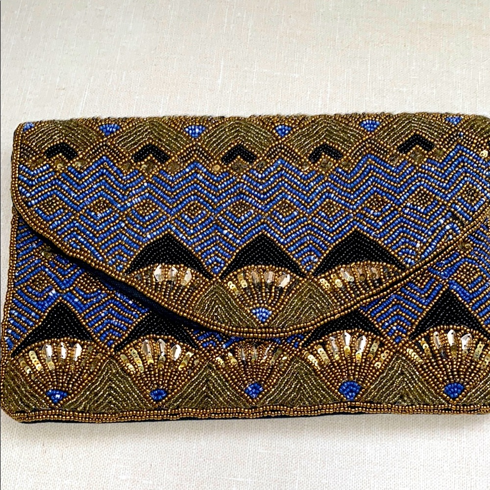 Francesca’s collection glass Beaded Clutch purse multi color